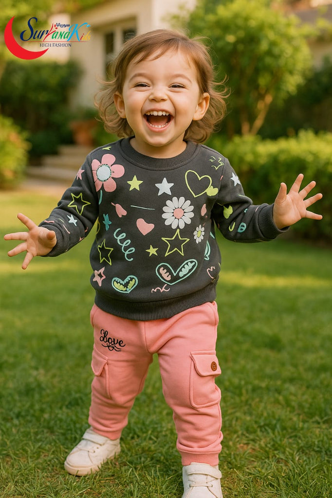 تريننج سريانا رمادي ورود قلوب