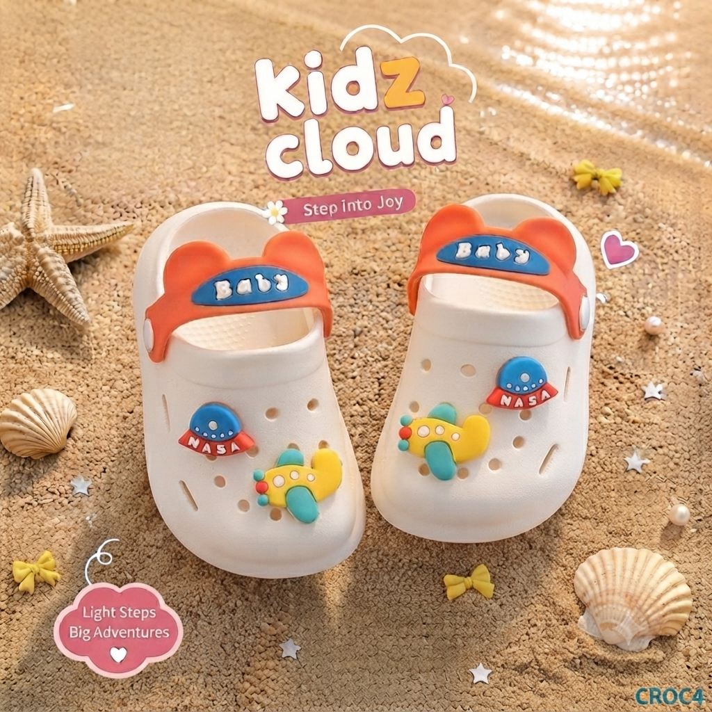 Crocs- white- plane nasa baby