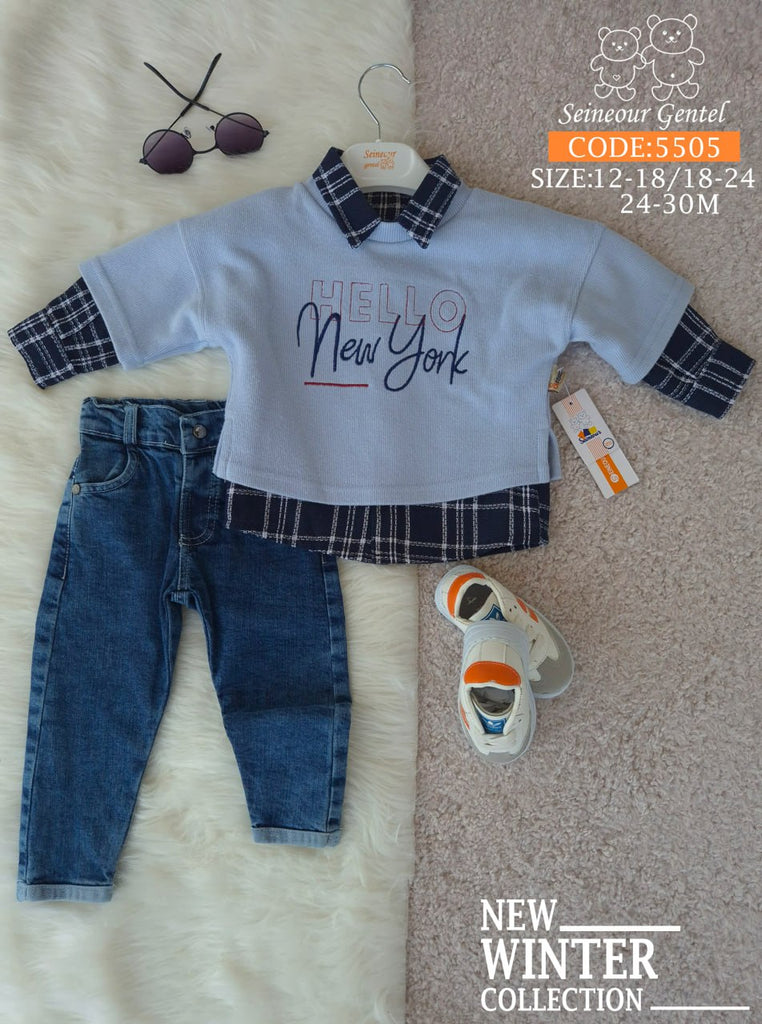 طقم سنيور Hello NY كاروه اسود