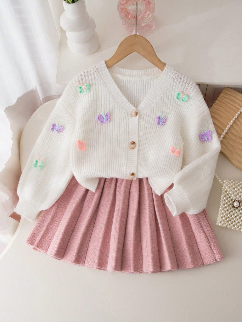 طقم شي ان تريكو اوفوايت*بينك فراشات