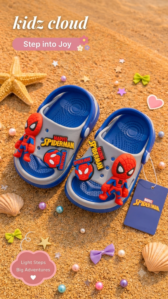Foam Slides- blue- spiderman