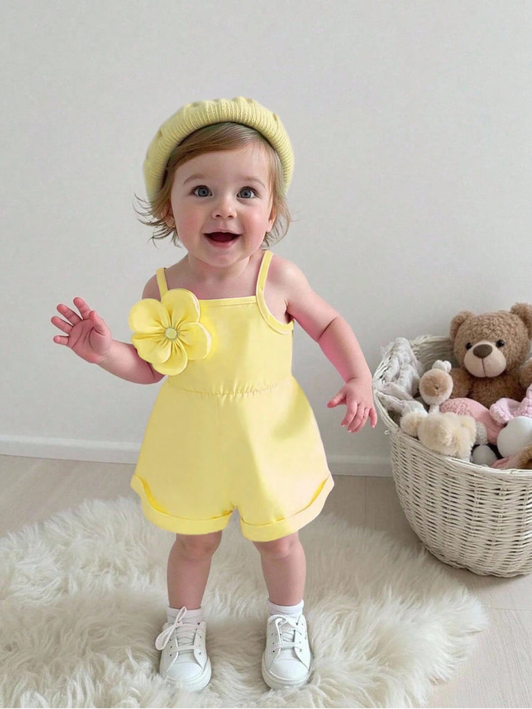 shein yellow jumpsuit with rose