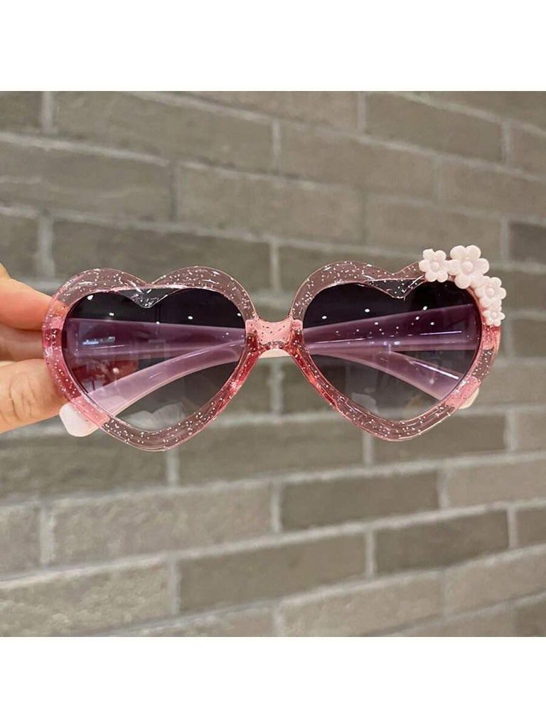 Shein girls' pink glitter heart' frame sunglasses