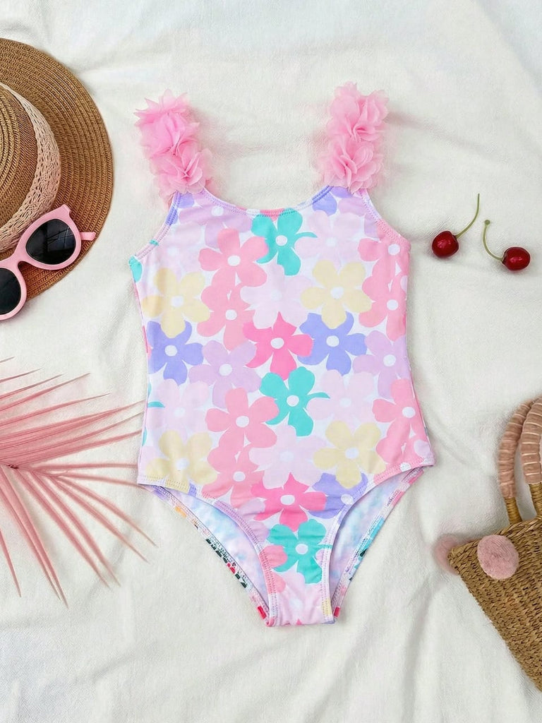 Shein swimsuit- pink flowers- rosed straps