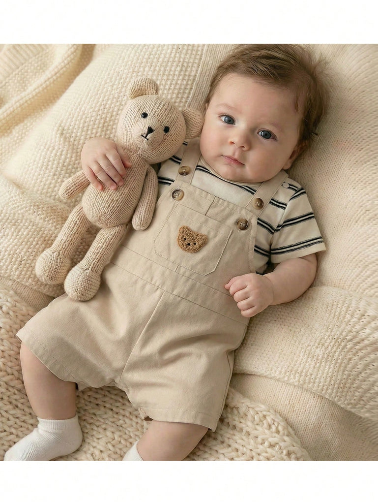shein beige jumpsuit- striped shirt