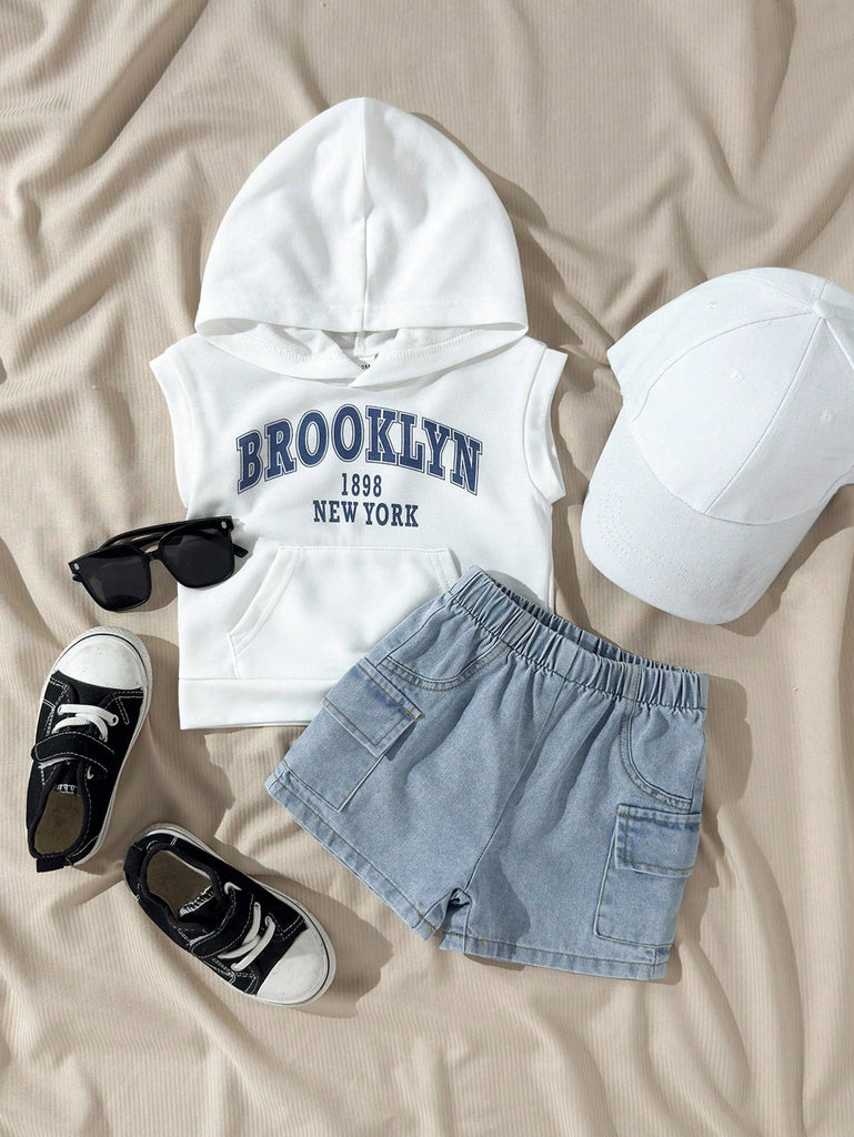 SHEIN 2pcs white shortless set- BROOKLYN