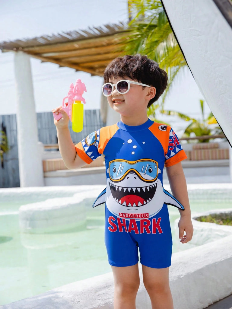 Shein blue Swimsuit- diver shark