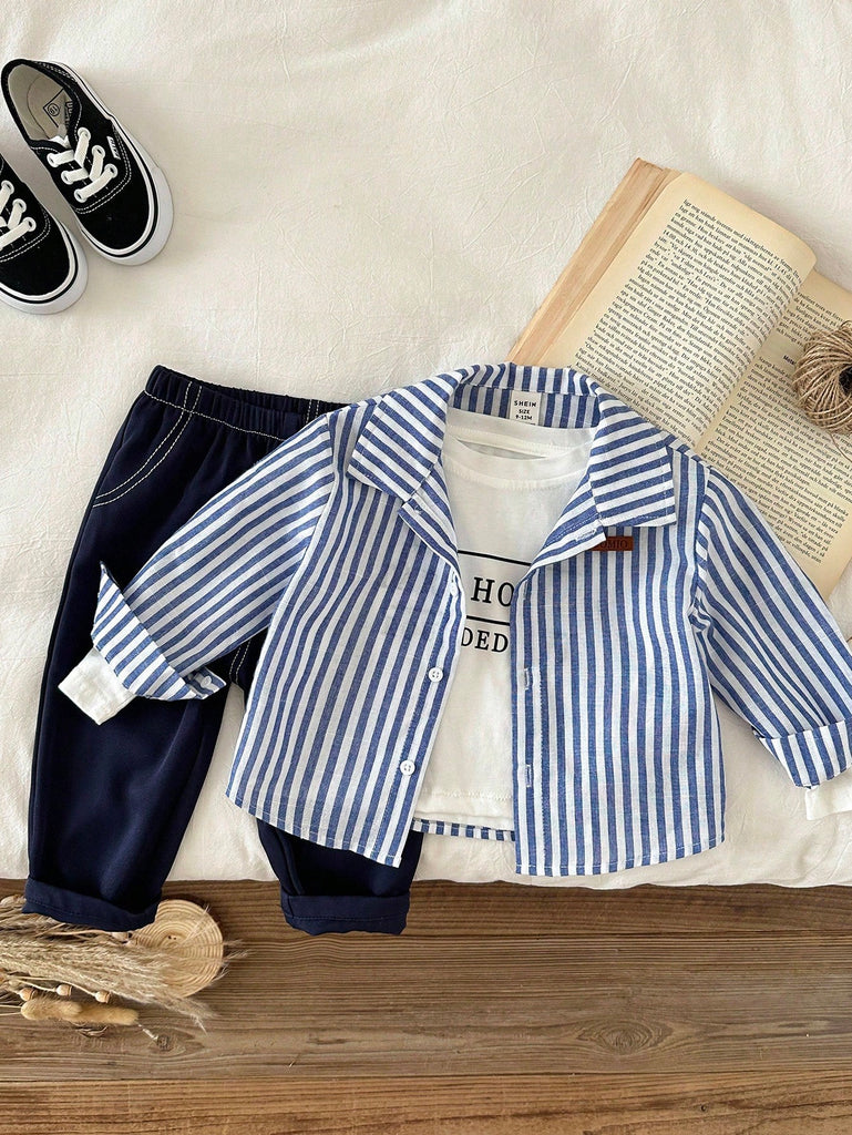 طقم شي ان 2ق كحلي قميص مقلم