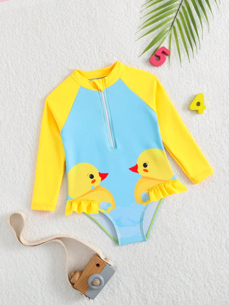 Shein  long sleeved swimsuit- yellow*baby blue dbl chick