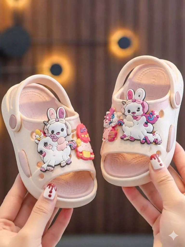 Foam Slides- pink- uni bunny