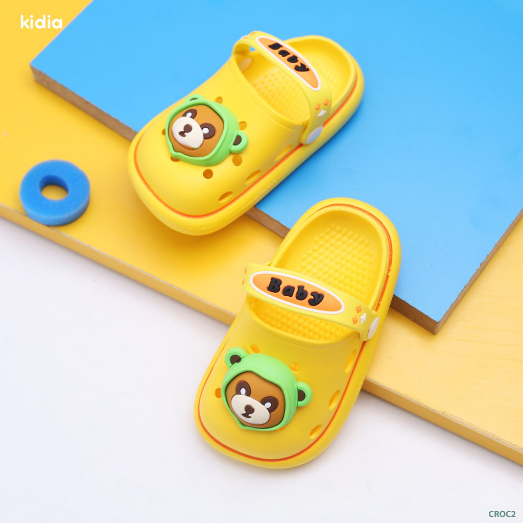Crocs- yellow- bear face