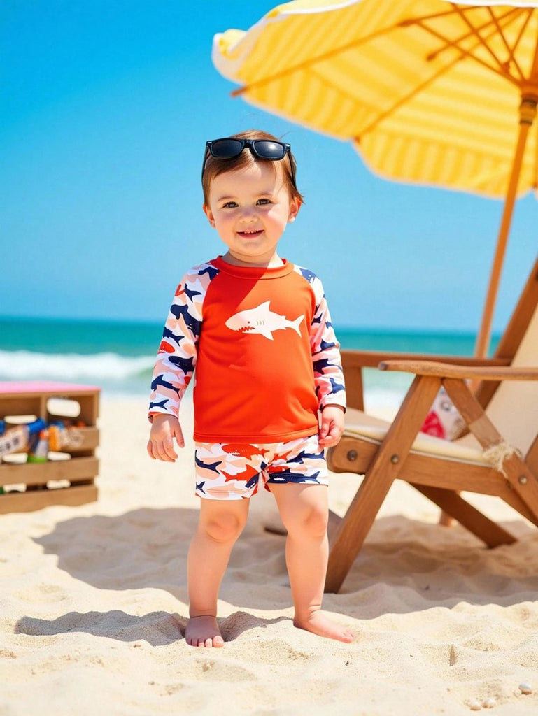 Shein red Swimsuit- 2pcs- shark