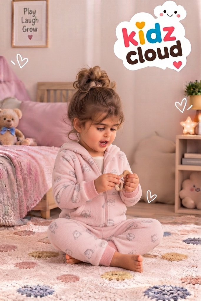 بيجامة مبطنة قرد بينك