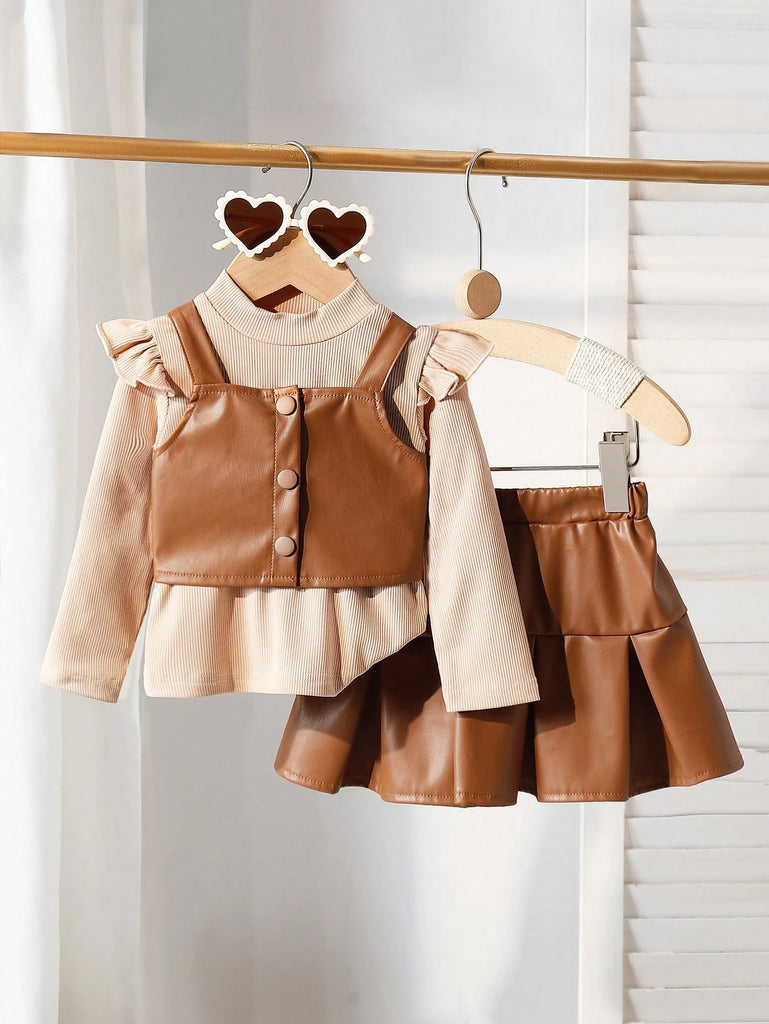 طقم شي ان 3ق جلد جيب بني