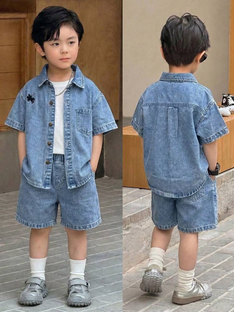 Shein 2pcs jeans set- dinosaur
