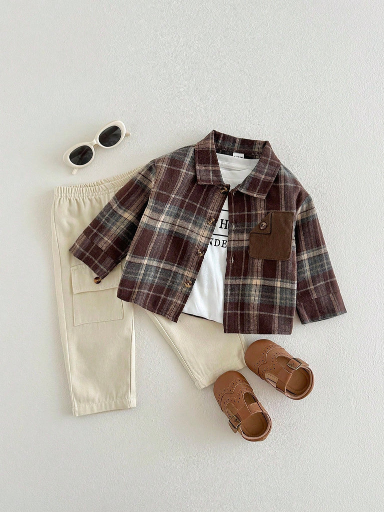 طقم شي ان 2ق قميص كاروه غامق جيب زرار
