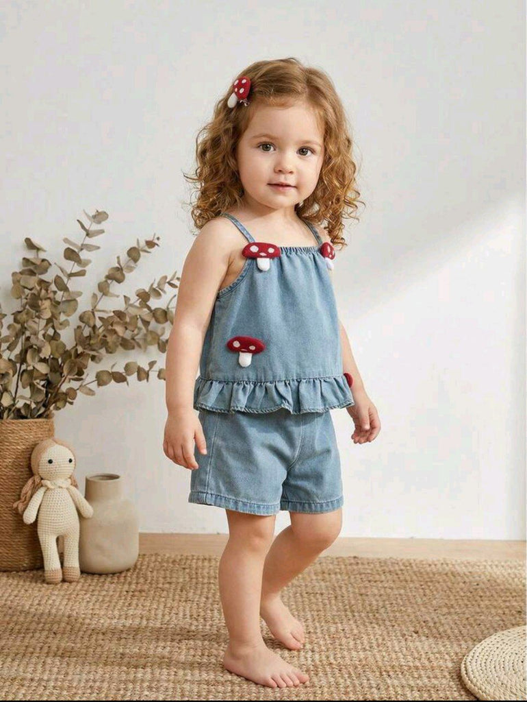 Shein jeans 2pcs set- mushroom