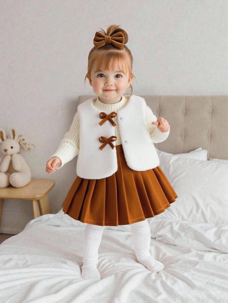 طقم شي ان 3ق جيب+جاكت فرو فيونكتين بني