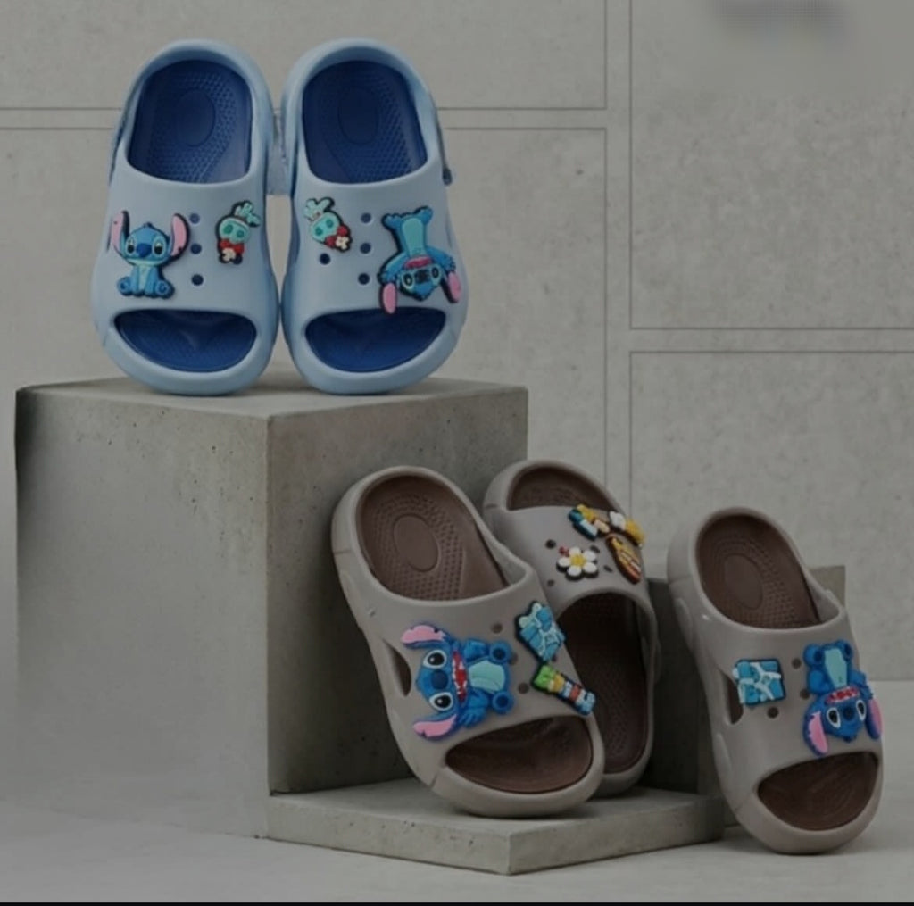 Foam Slides- brown- stitch Lilo