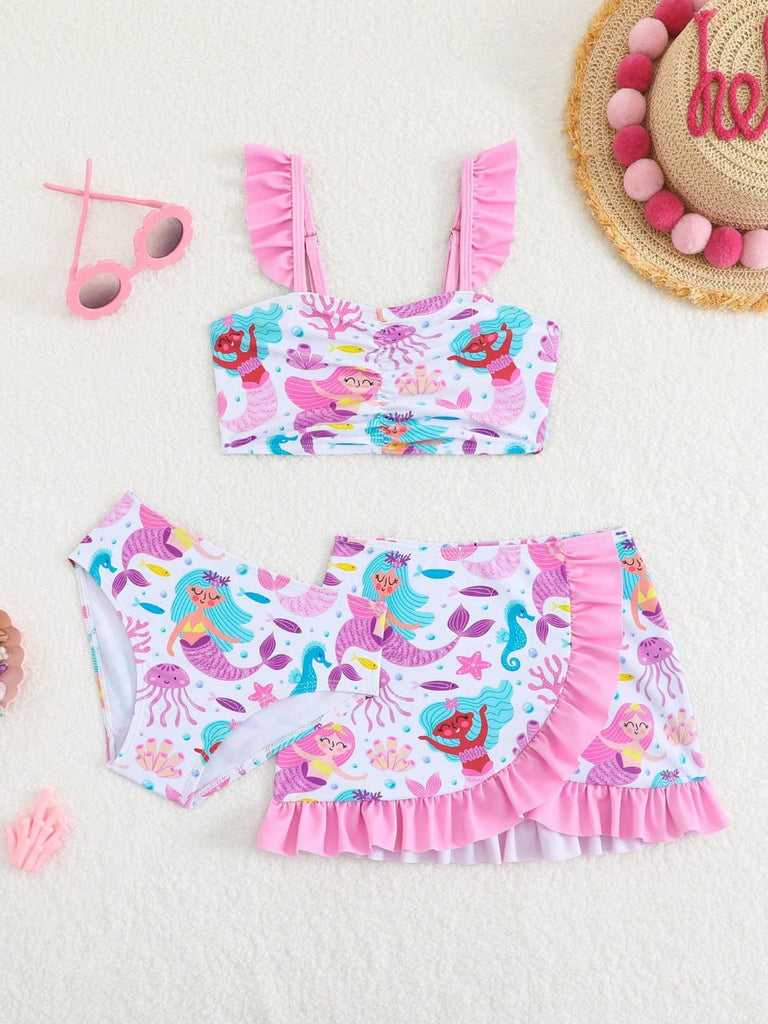 Shein swimsuit- 3pcs- sea print with Sarong