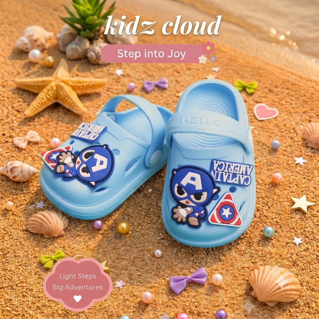 Crocs- baby blue- captain America