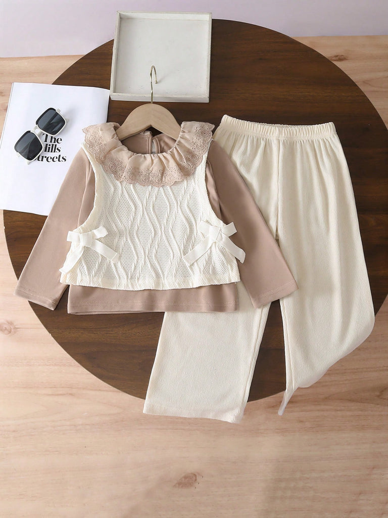 طقم شي ان 3ق بيج دانتيل توب ابيض