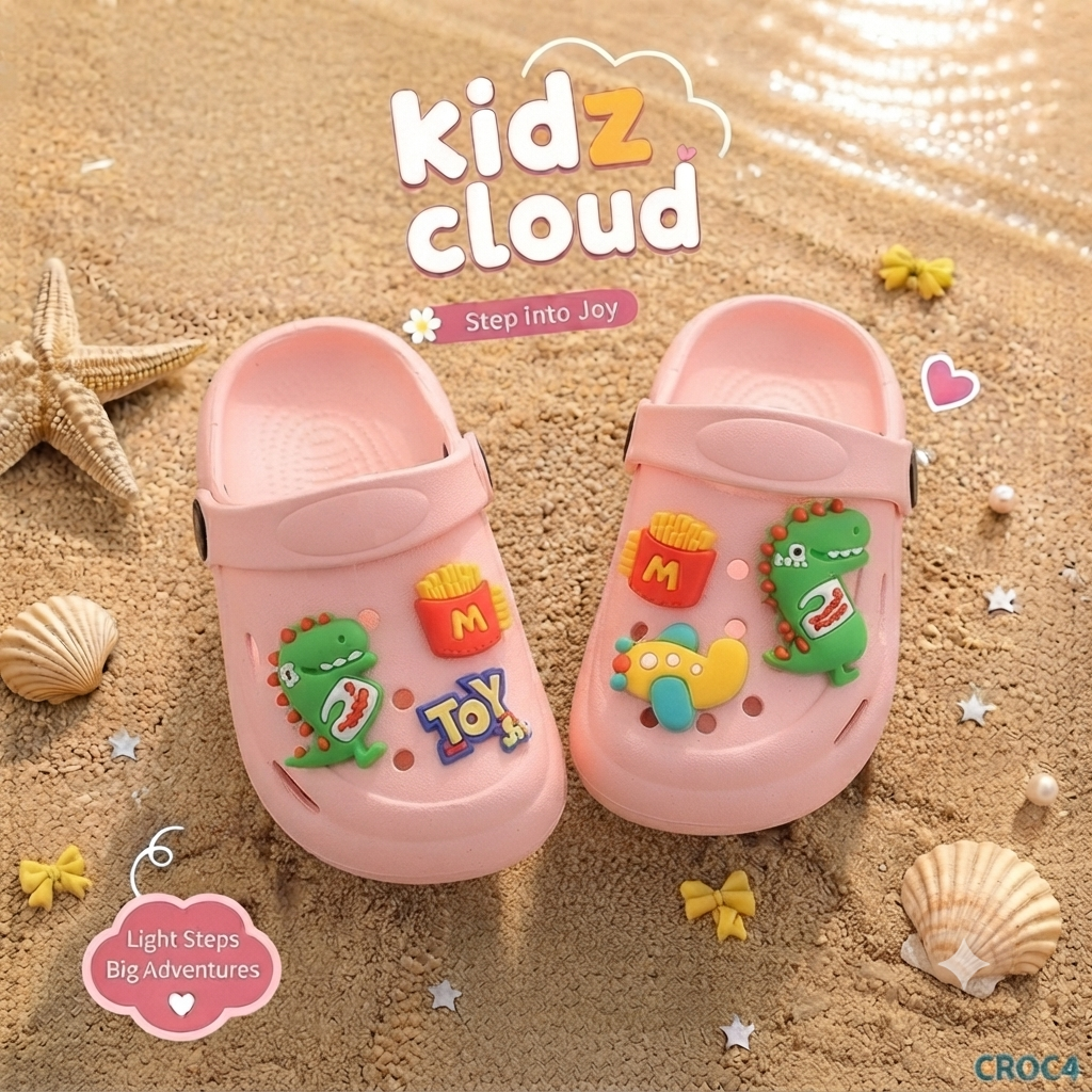 Crocs- pink- dino toy mac