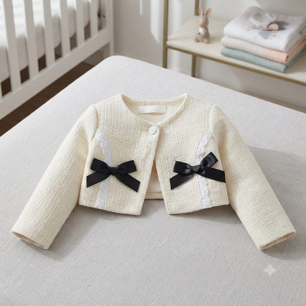 Shein short beige jacket/ dbl bow