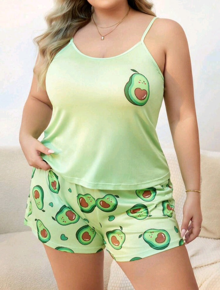 بيجاما شي ان شورت كيوي plus size