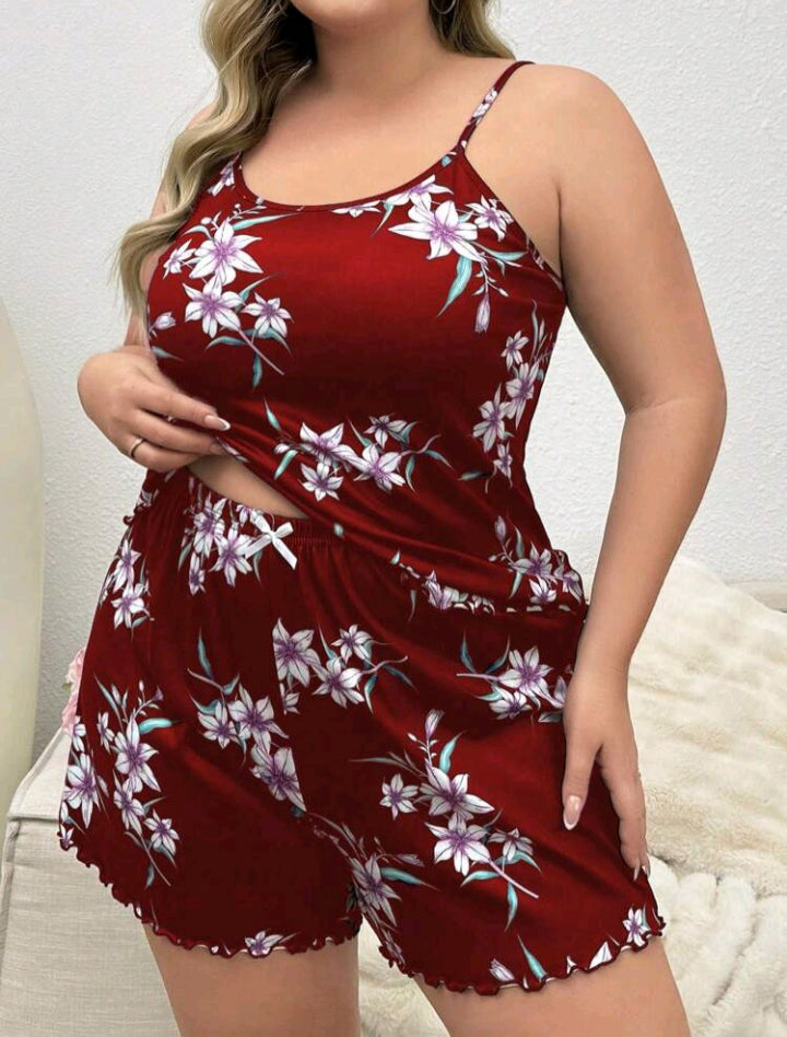 بيجاما شي ان نبيتي فلاوري شورت plus size