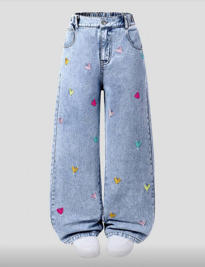 بنطلون شي إن جينز ازرق ثلجي خامه ممتازه قلوب