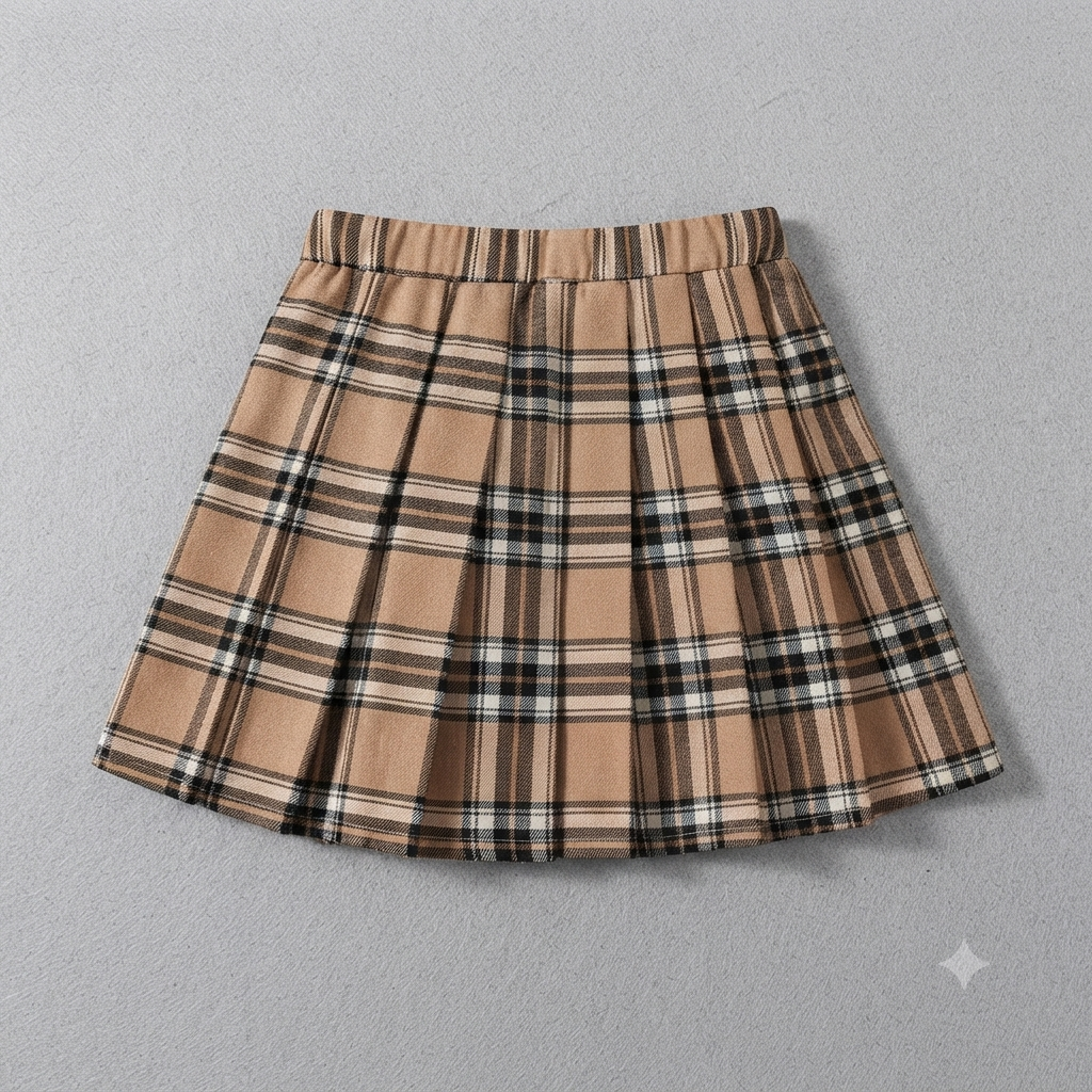 shein plaid brown skirt