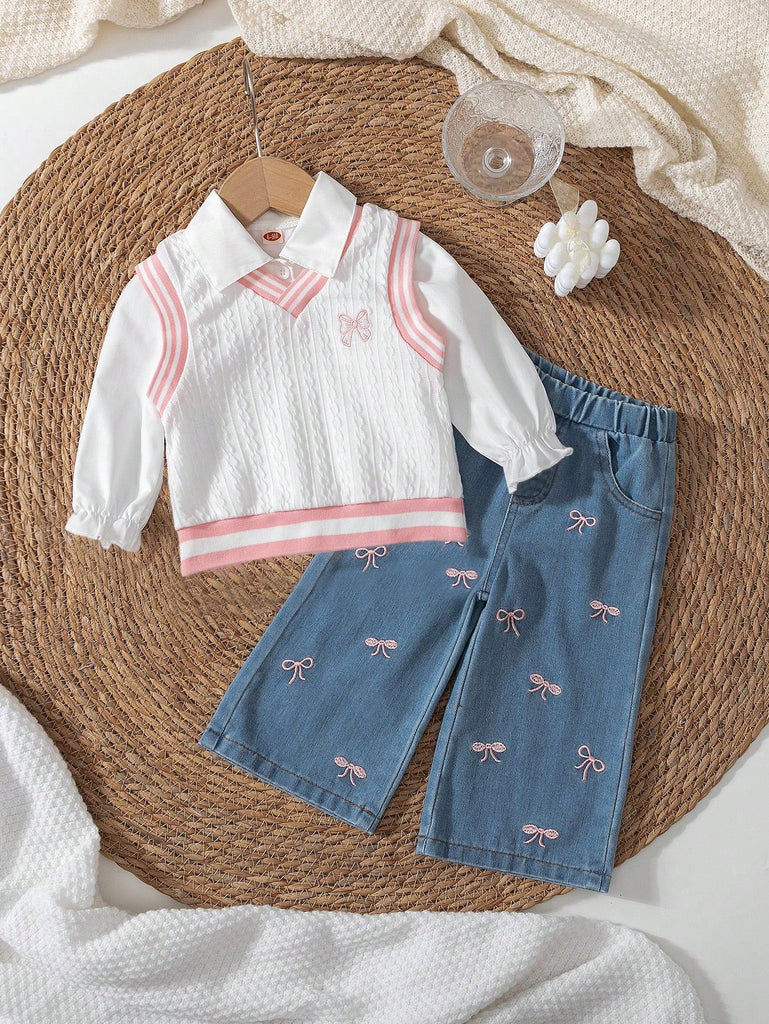 طقم شي ان ابيض جينز فيونكات