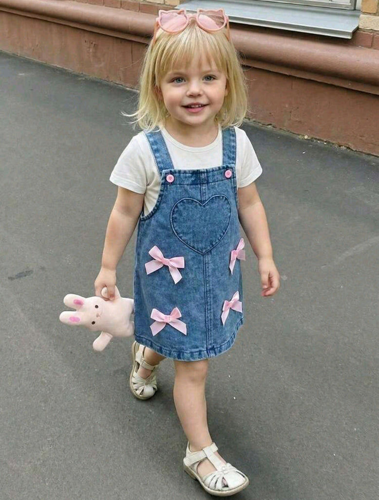 shein overall jeans dress with bows