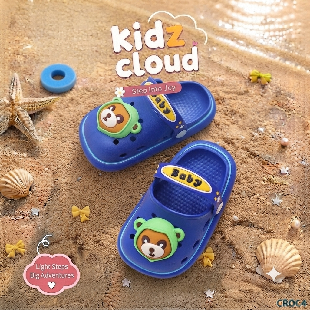 Crocs- blue- bear face