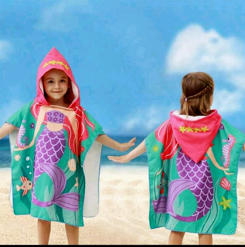Shein Hooded Poncho Mermaid- onesize(9m-3y)