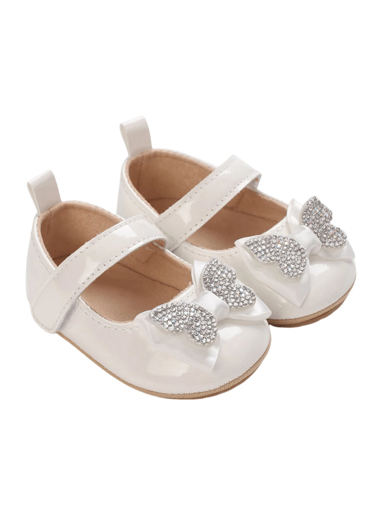 shein white rhinestoned bow ballerina