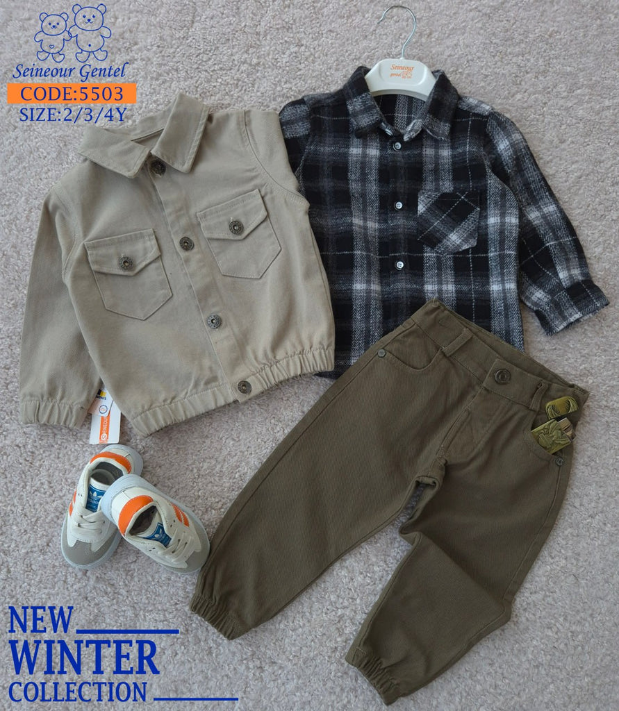 طقم سنيور جاكت استك زيتي