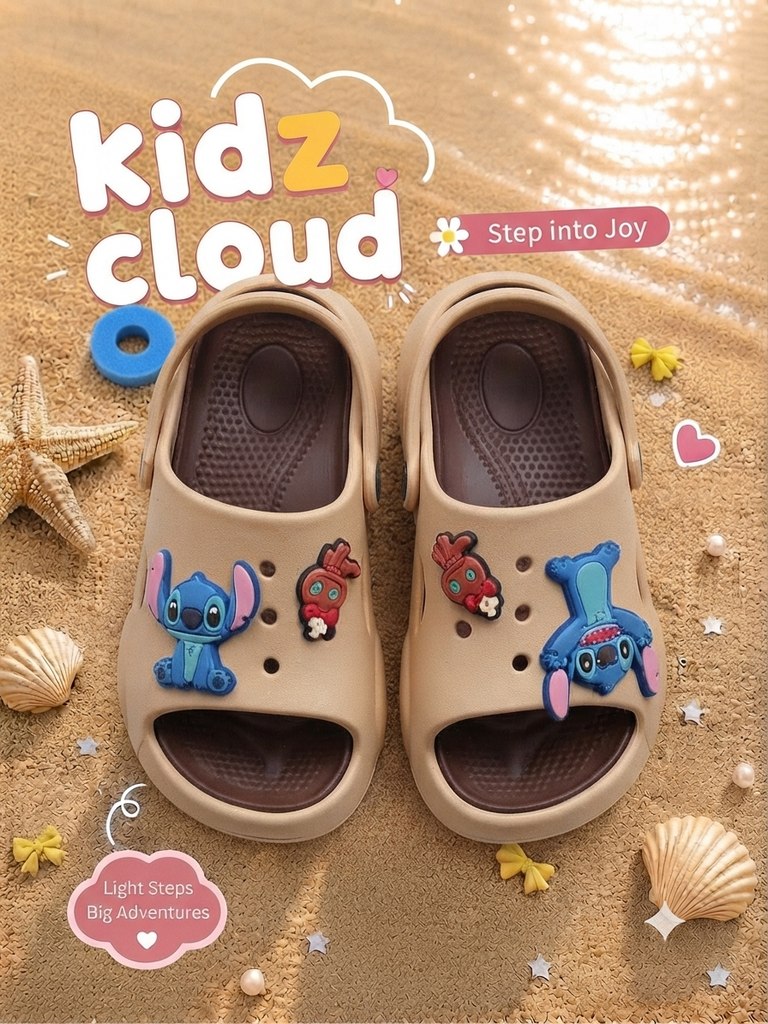 Foam Slides- brown- stitch Lilo