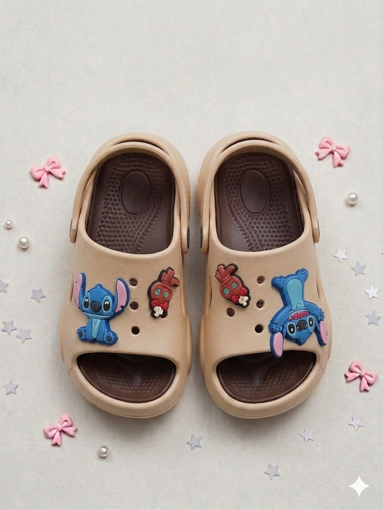 Foam Slides- brown- stitch Lilo