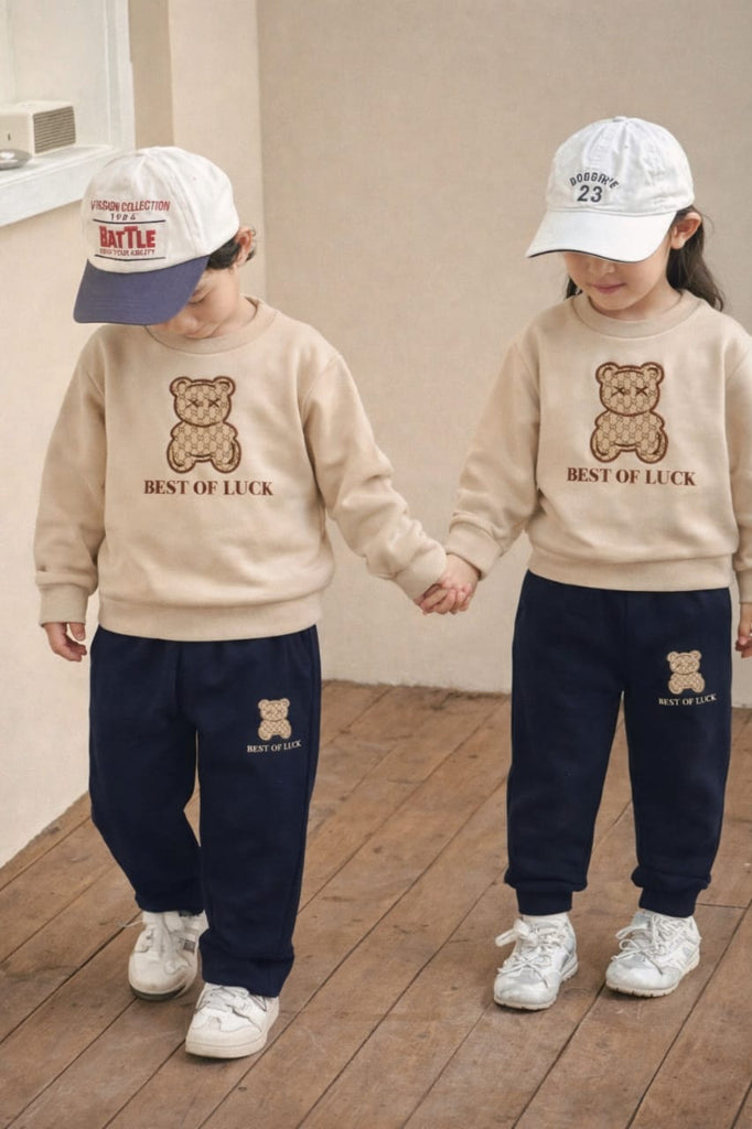 طقم خريفي c دبدوب best of luck