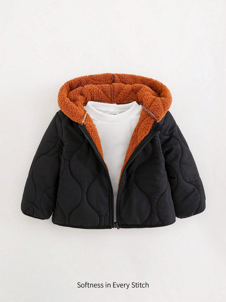 جاكت شي ان اسود مموج مبطن بني