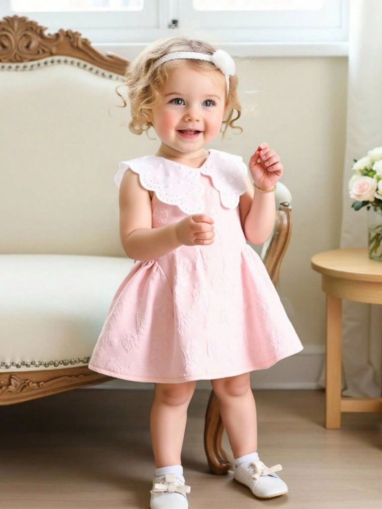 Shein pink dress- Peter Pan collar Lace Trim