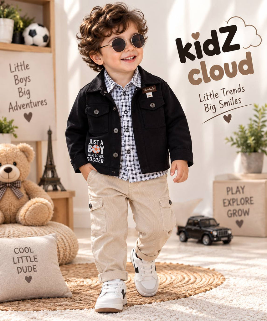 طقم 3ق مبطن جينز اسود BOY