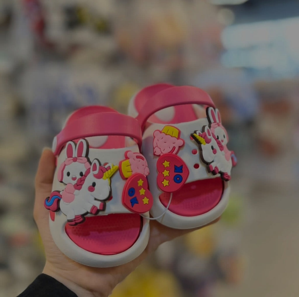 Foam Slides- fuschia- uni bunny