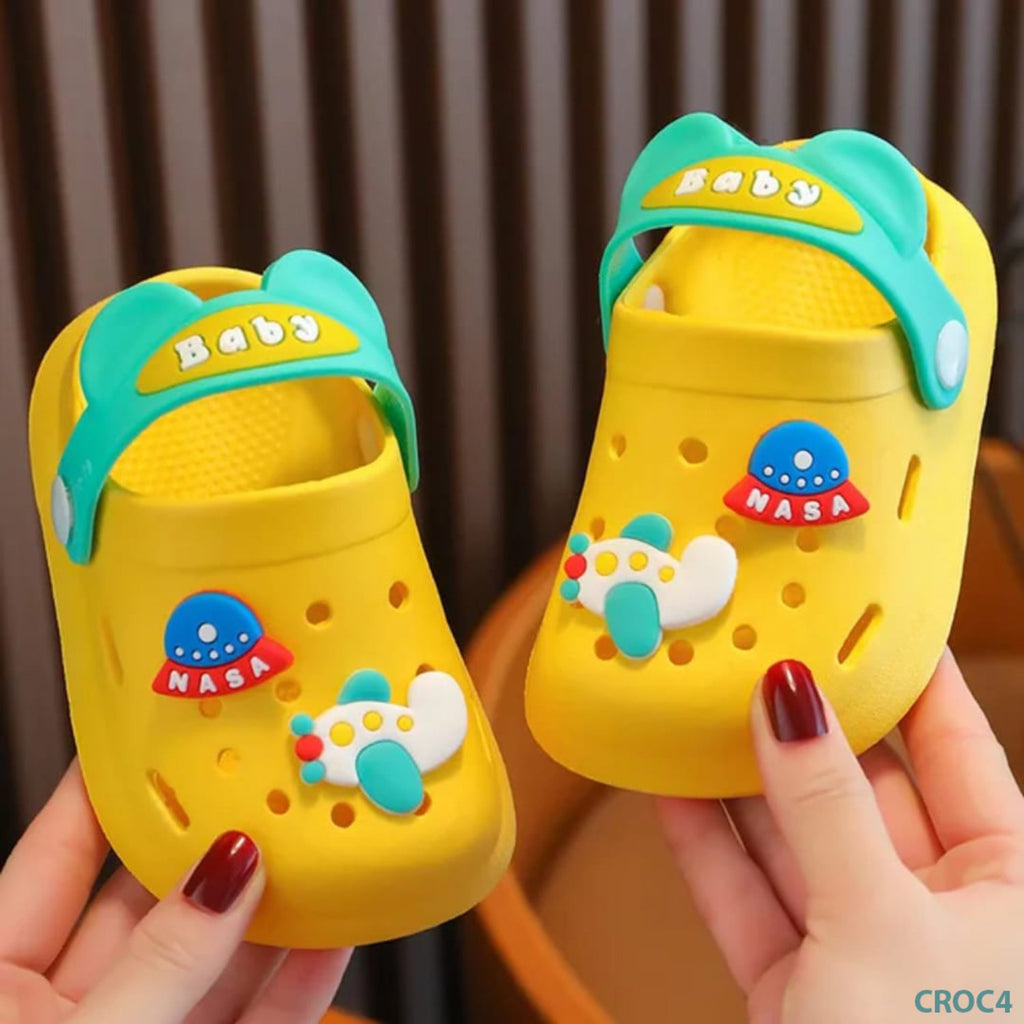 Crocs- yellow- plane nasa baby