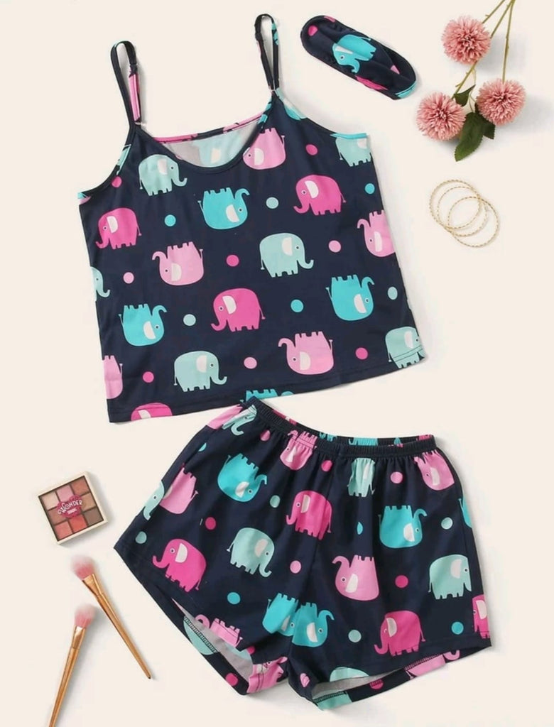 Plus elephant shorts pajamas set